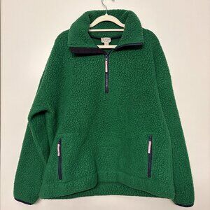 J.Crew Green Polartec Sherpa Fleece Half-Zip Pullover Jacket